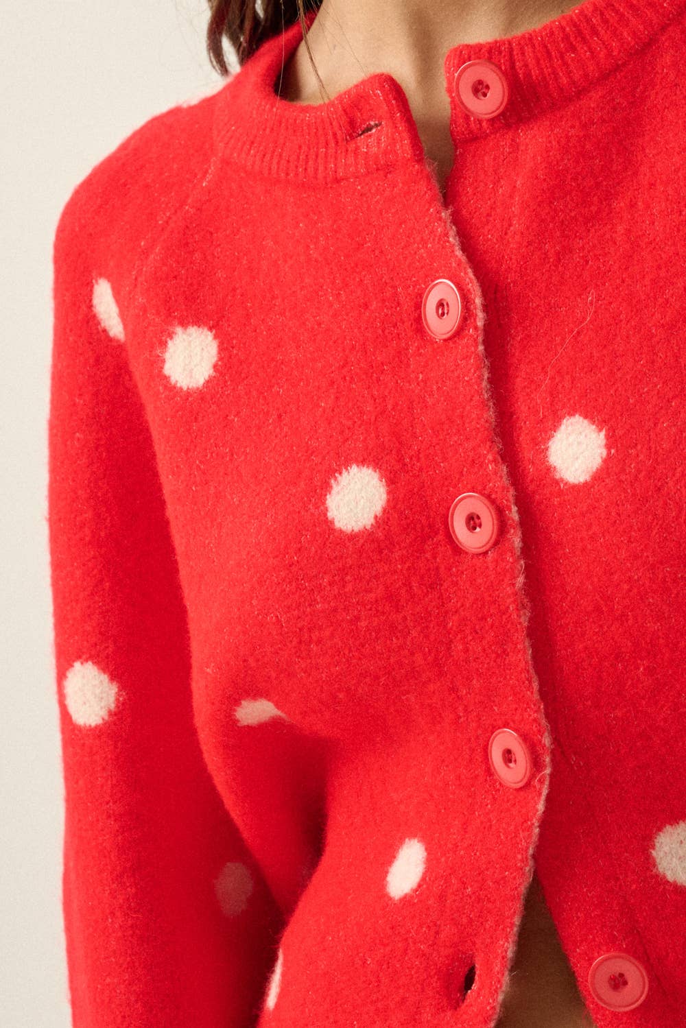Polka Dot Cropped Cardigan