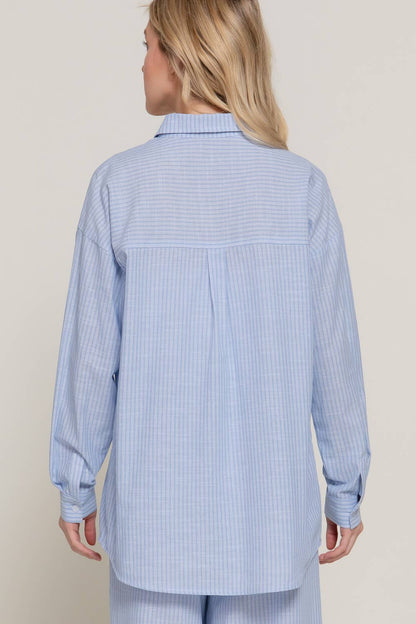 Button Down Stripe Cotton Shirt