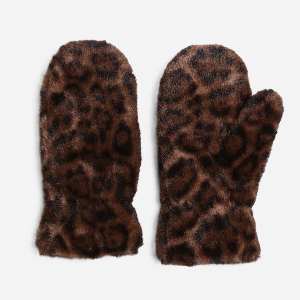 Leopard Fur Winter Mittens