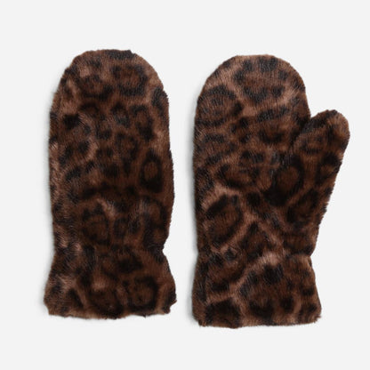Leopard Fur Winter Mittens