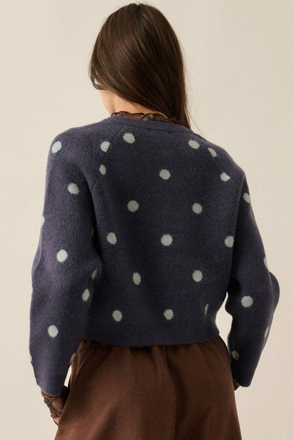 Polka Dot Cropped Cardigan