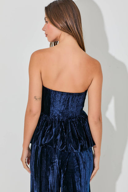 Velvet Tube Top Blouse