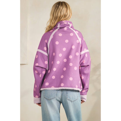 Polka Dot Half Zip Sweatshirt