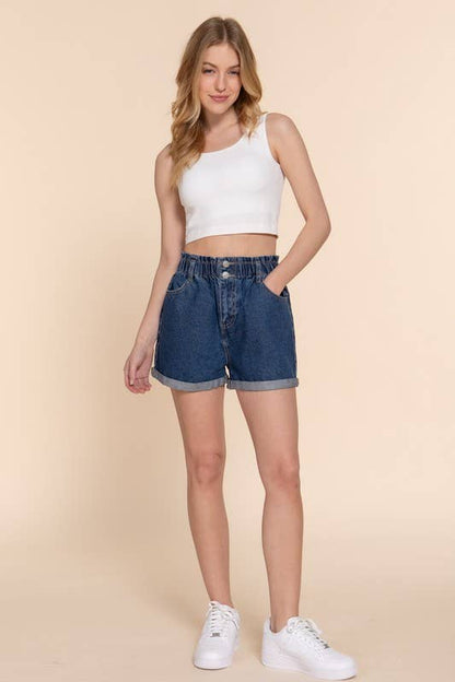 Paper Bag Denim Shorts