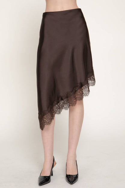 Asymmetrical Satin Midi Skirt
