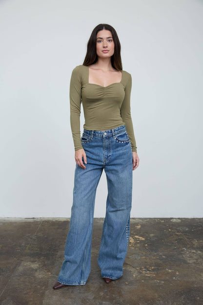 Sweetheart Square Neck Knit Top