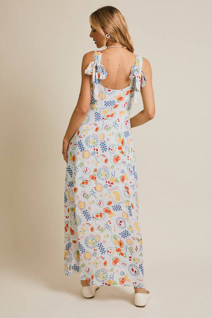 SQUARE NECK SUMMER PRINT DRESS