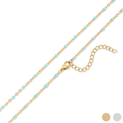 Gold Turquoise Chain Necklace: 16"