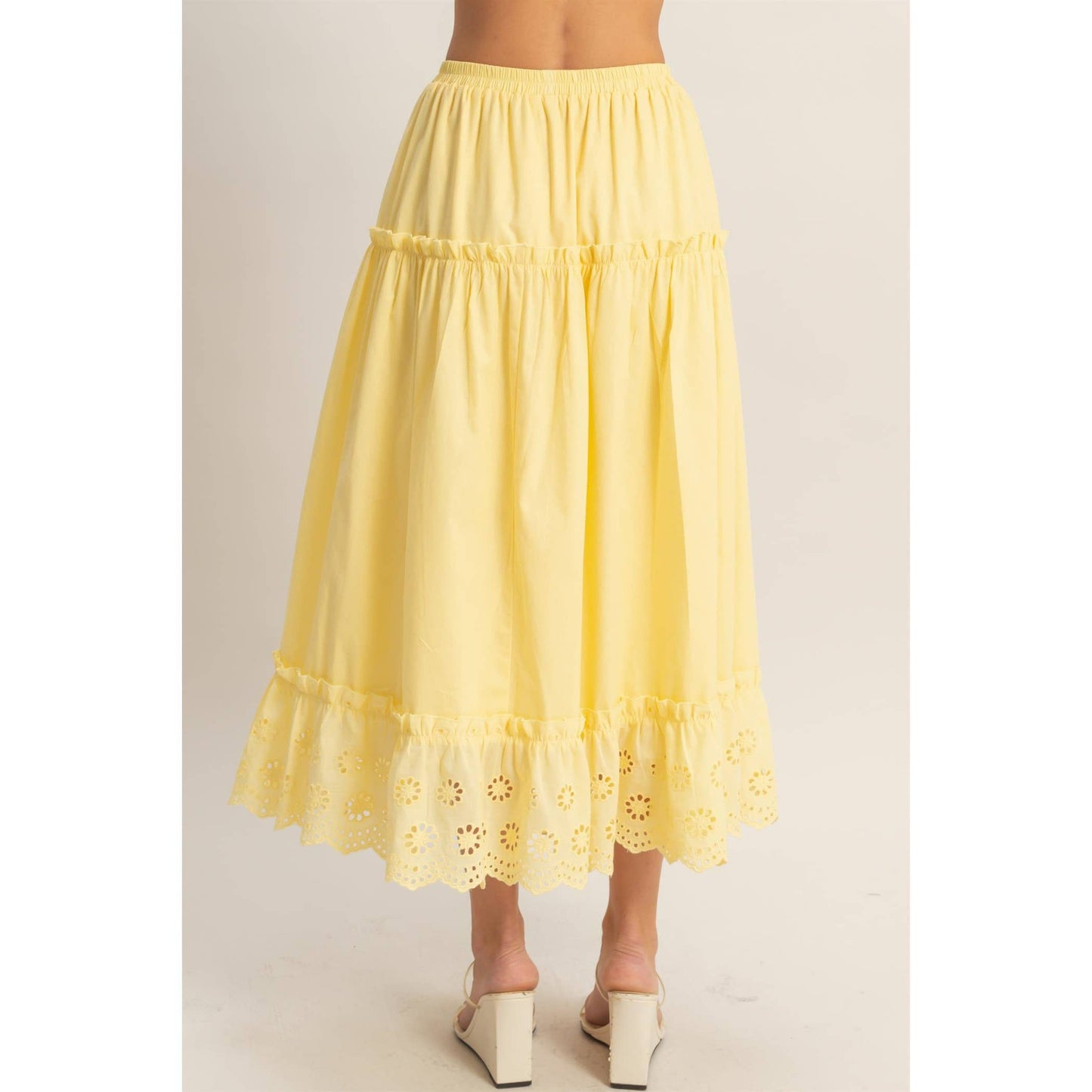 Tiered Eyelet Maxi Skirt