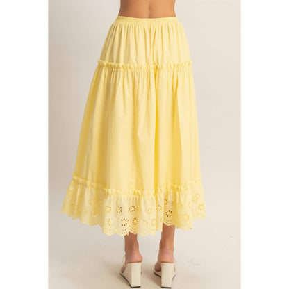Tiered Eyelet Maxi Skirt