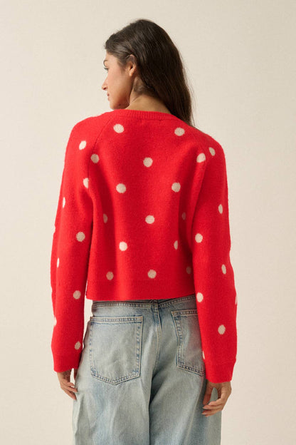Polka Dot Cropped Cardigan