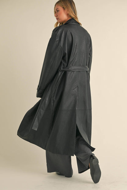 Leather Belted Trench Coat