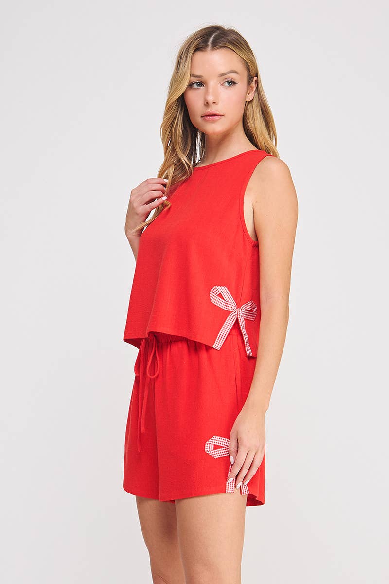 Side Bow Linen Tank
