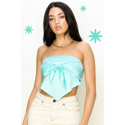 SATIN TIE FRONT BANDANA TOP