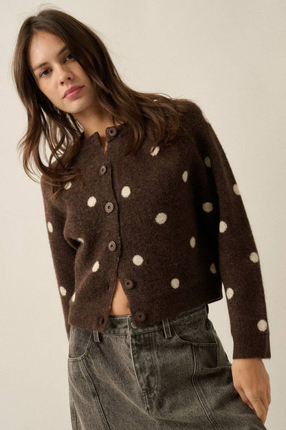 Polka Dot Cropped Cardigan