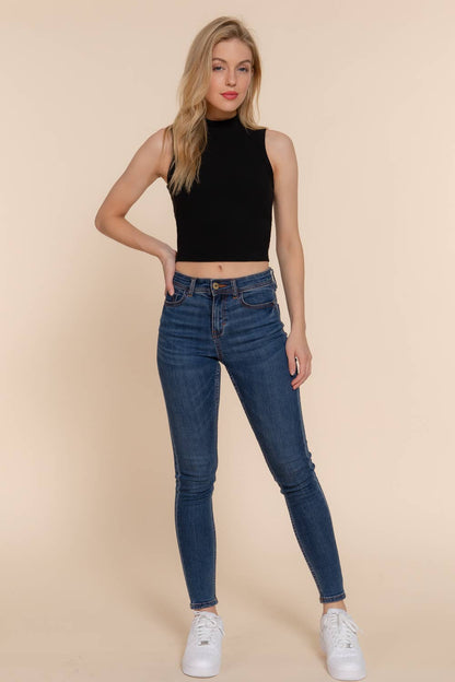 Mock Neck Brushed Tank Top
