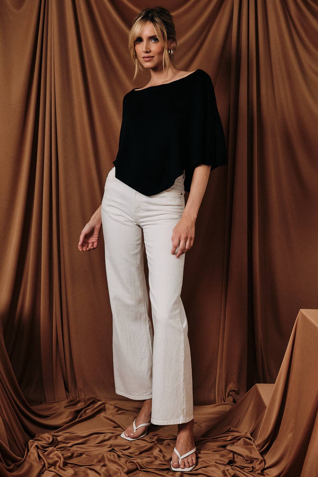 Slouchy Boat Neck Poncho Top