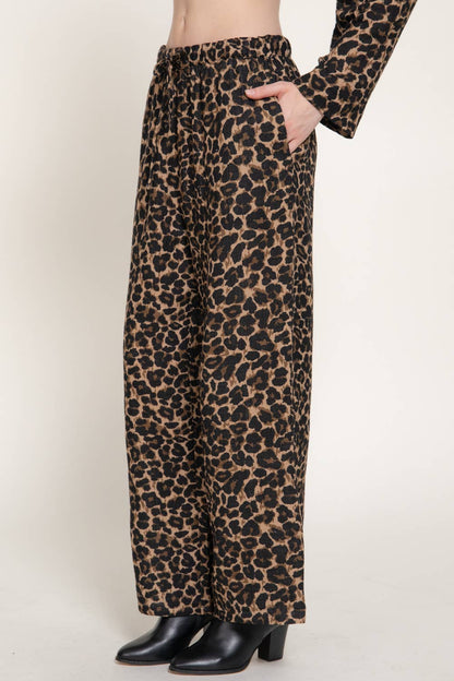 Leopard Elastic Waist Pants