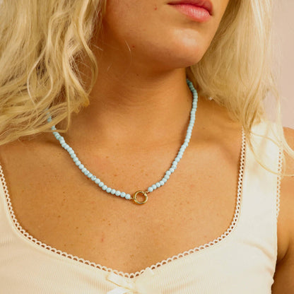 Semi Precious Stone Charm Keeper Necklace