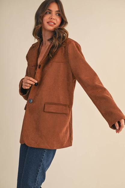 SUEDE OVERSIZED BLAZER JACKET