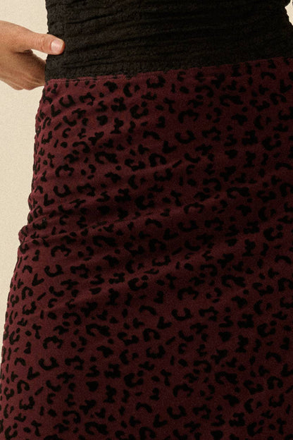 Leopard Mesh Straight Maxi Skirt