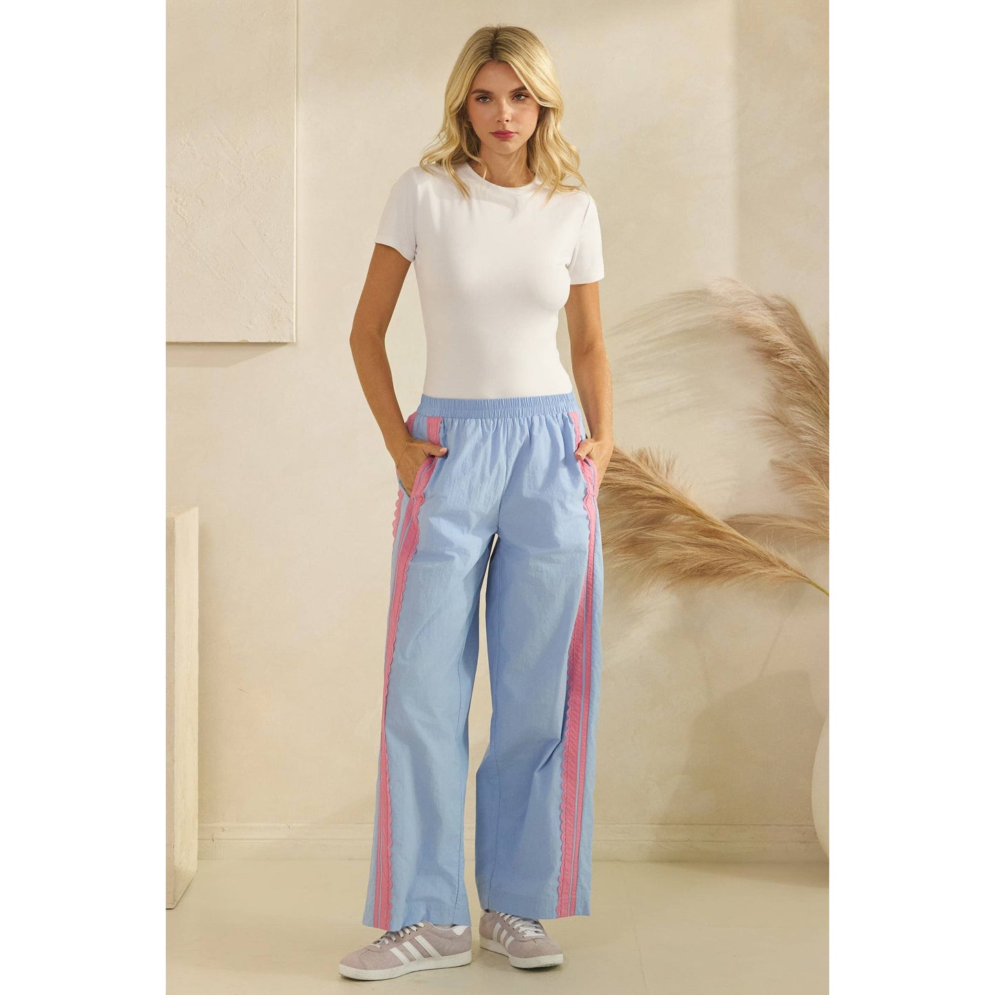 Lace Stripe Nylon Pants