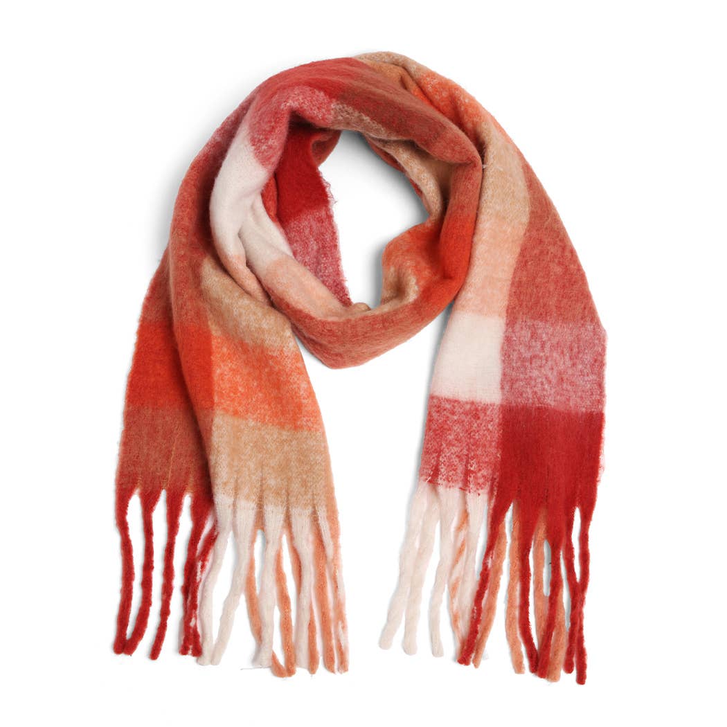 Plaid Oversized Fringe Scarf