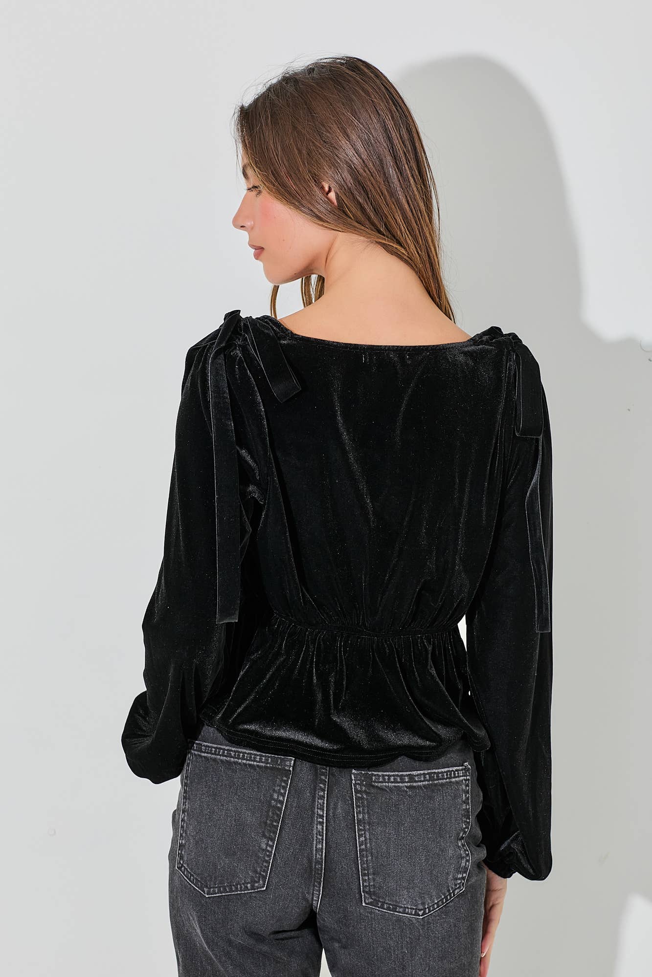 Velvet Square Neck Blouse