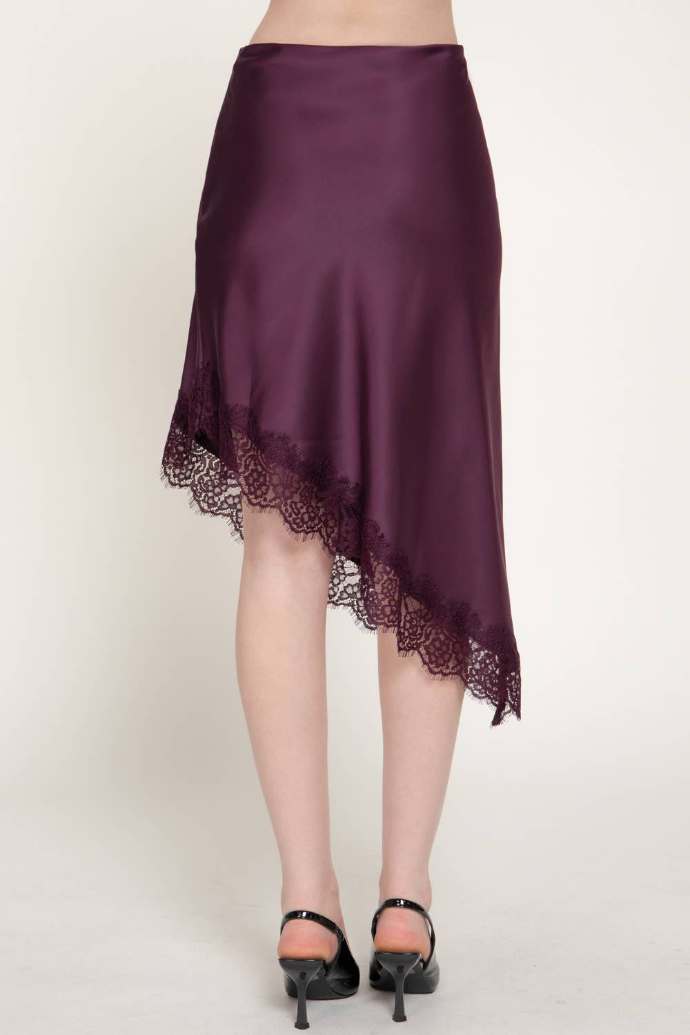 Asymmetrical Satin Midi Skirt
