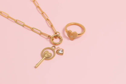 Gold Paperclip Charm Keeper Necklace: 16"