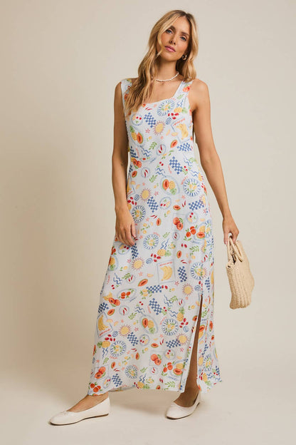 SQUARE NECK SUMMER PRINT DRESS
