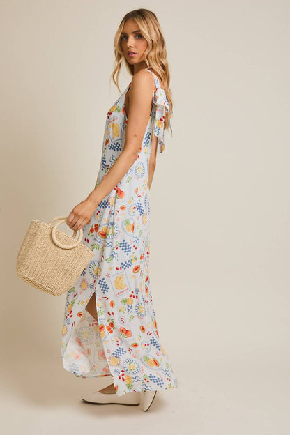SQUARE NECK SUMMER PRINT DRESS