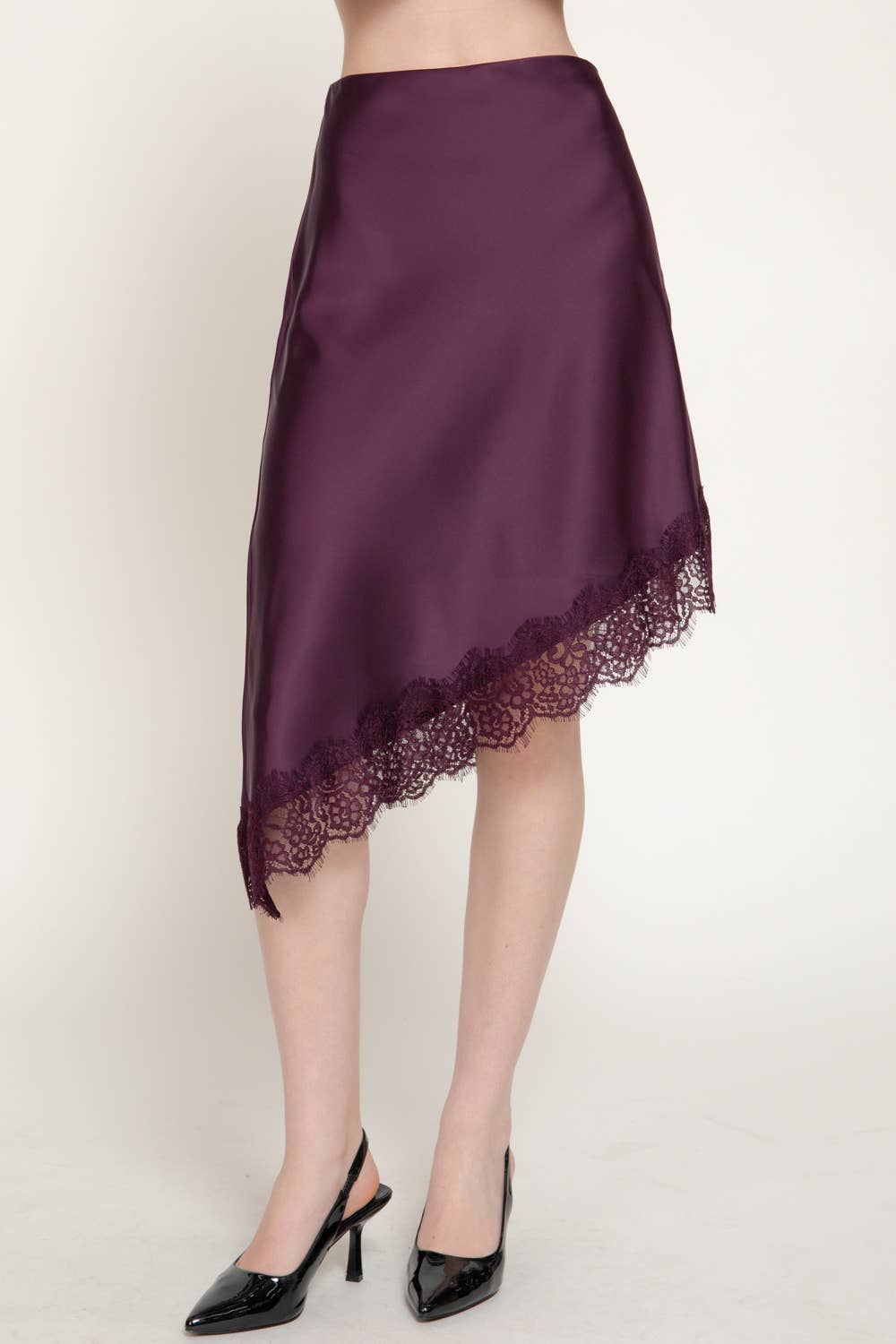 Asymmetrical Satin Midi Skirt