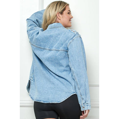 PLUS Distressed Denim Jacket