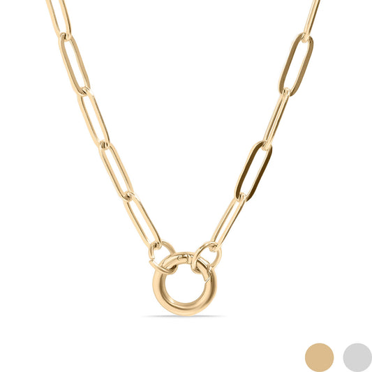 Gold Paperclip Charm Keeper Necklace: 16"