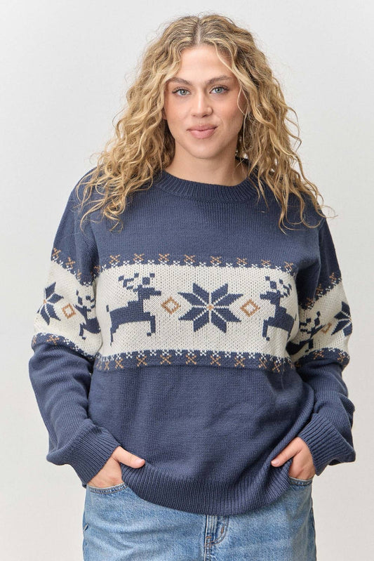 PLUS Deer Snowflake Sweater