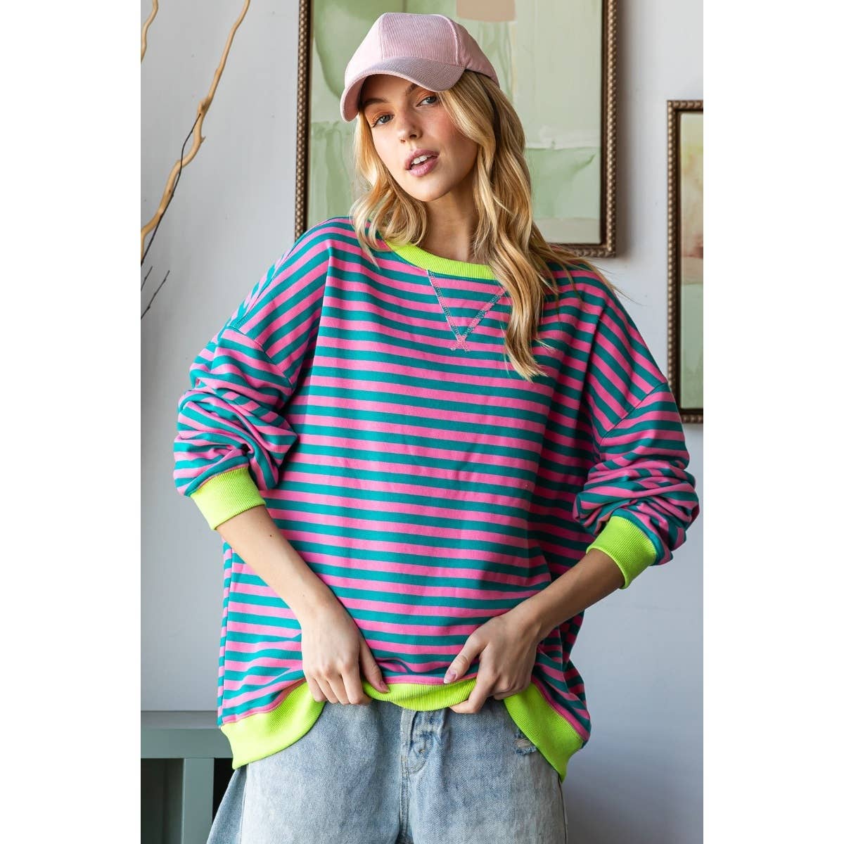 Oversize Striped Crewneck