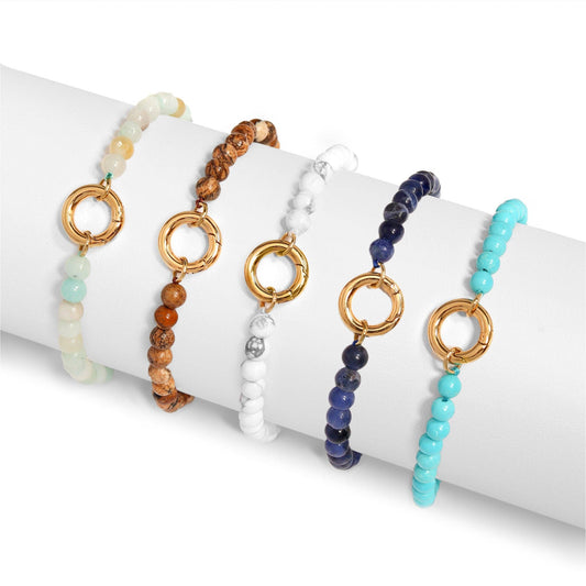 Semi Precious Stone Charm Keeper Bracelet