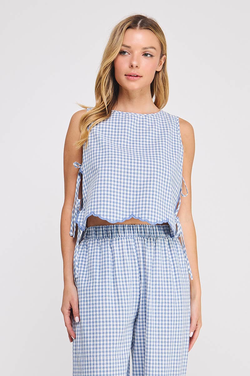 Gingham Side Tie Tank