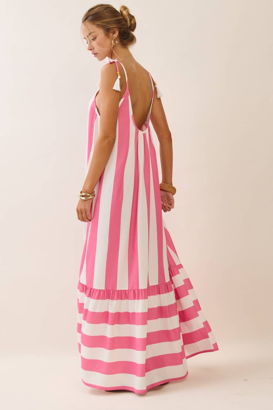 Tie Strap Stripe Midi Dress