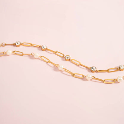 Gemstone Station Paperclip Bracelet