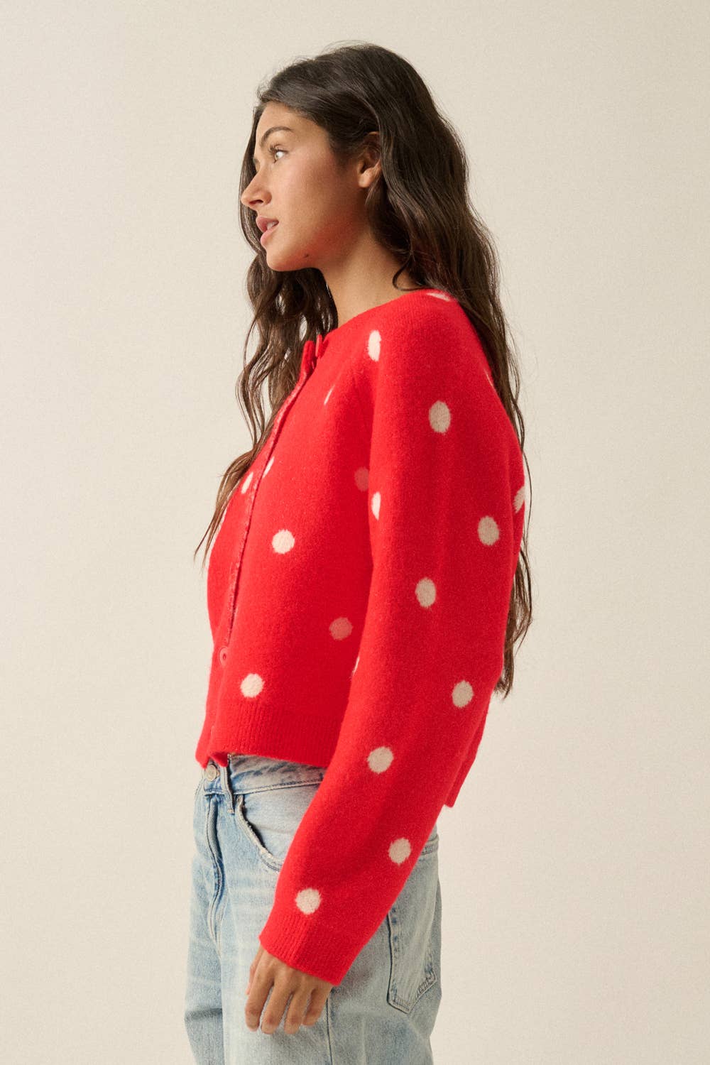 Polka Dot Cropped Cardigan