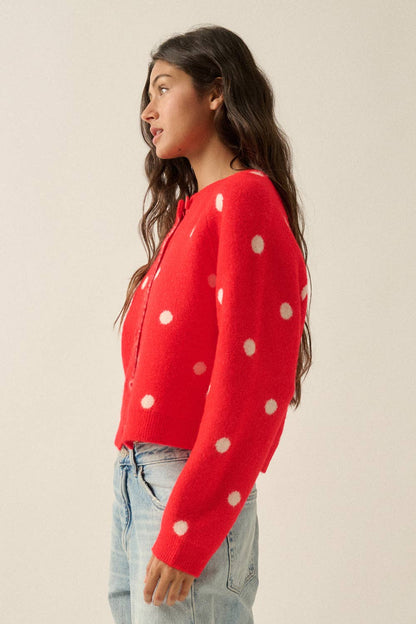 Polka Dot Cropped Cardigan
