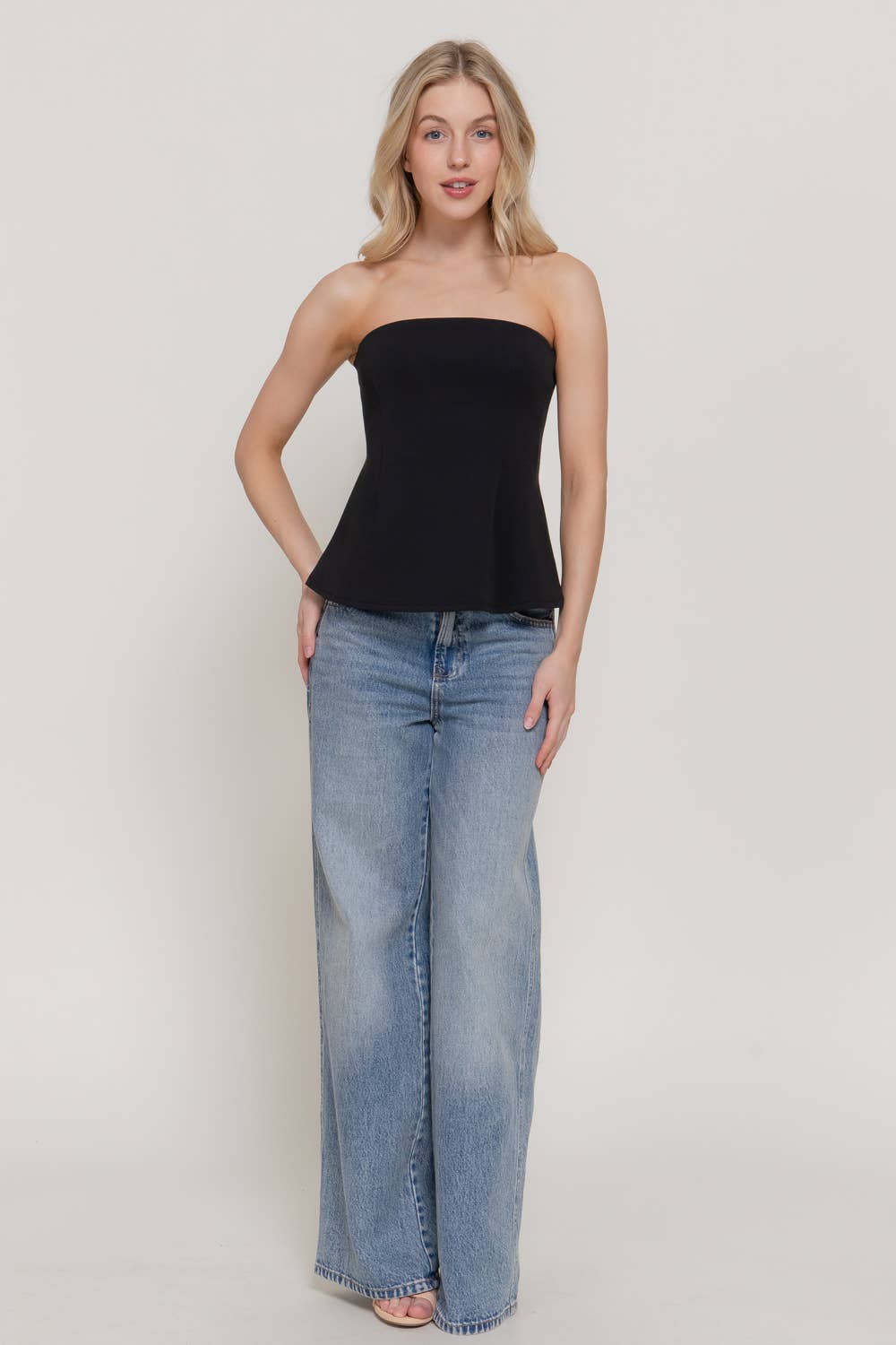 Peplum Soft Knit Jersey Tube Top