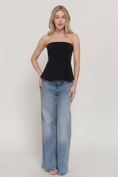 Peplum Soft Knit Jersey Tube Top