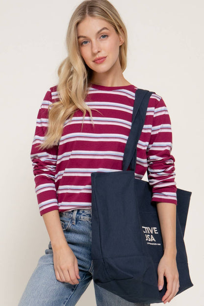 Multi Striped Long Sleeve Knit Top