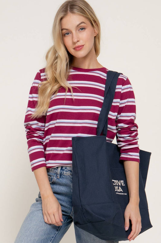 Multi Striped Long Sleeve Knit Top