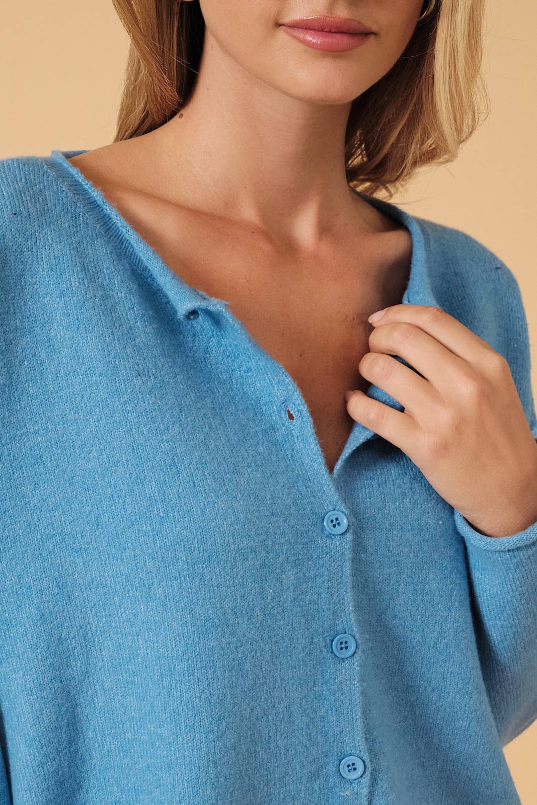 Rolled Neck Button Sweater Cardigan