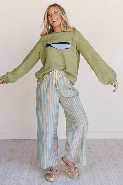 Meadow Mist Fish Knit Sweater