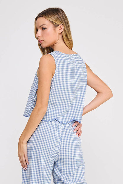 Gingham Side Tie Tank
